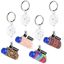 4 Pack Retractable Lip Balm Holder Keychain with Clip, Lipstick Holder Lip Gloss Holder Keychain Tight-Knit Elastic Chapstick Lipstick Sleeve Pouch Single Clip for Convenience, Retract Extension 24"