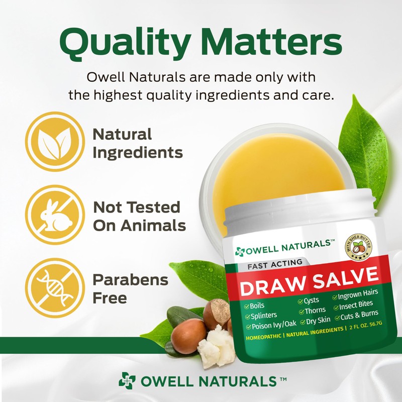 Owell Naturals Drawing Salve Ointment with Pure Shea Butter, for