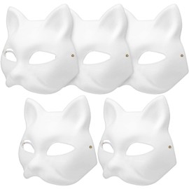 10 Pcs Paper Cat Diy Animal Mache Masks Animal Fox Masks Blank Masquerade Masks Unpainted Face Cover Cosplay Party Mask Animal Dress up Masks White Full Face Mask Child Ordinary