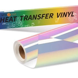 HTVRONT Holographic Heat Transfer Vinyl- 12" x 6ft Holographic HTV for Shirts, Hats, Holographic Iron on Vinyl Compatible with Cricut Cutting Machine & Cameo Matellic Sheen Easy to Cut & Weed (White)