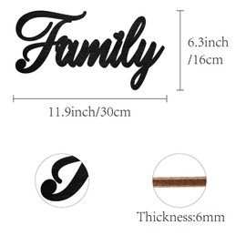 CREATCABIN Family Wood Cut Decor Laser Cut Sign Wooden Door Sign Wall Hanging Decoration Unfinished Color DIY Crafts New House Door Display Gift for Friends New Couple Housewarming Black 11.9x6.3 Inch