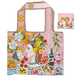 Foldable Shopping Bag, Illustrated Shopper, 47 x 35 cm, 15kg Capacity, Water-Resistant (ITALIAN SUMMER)