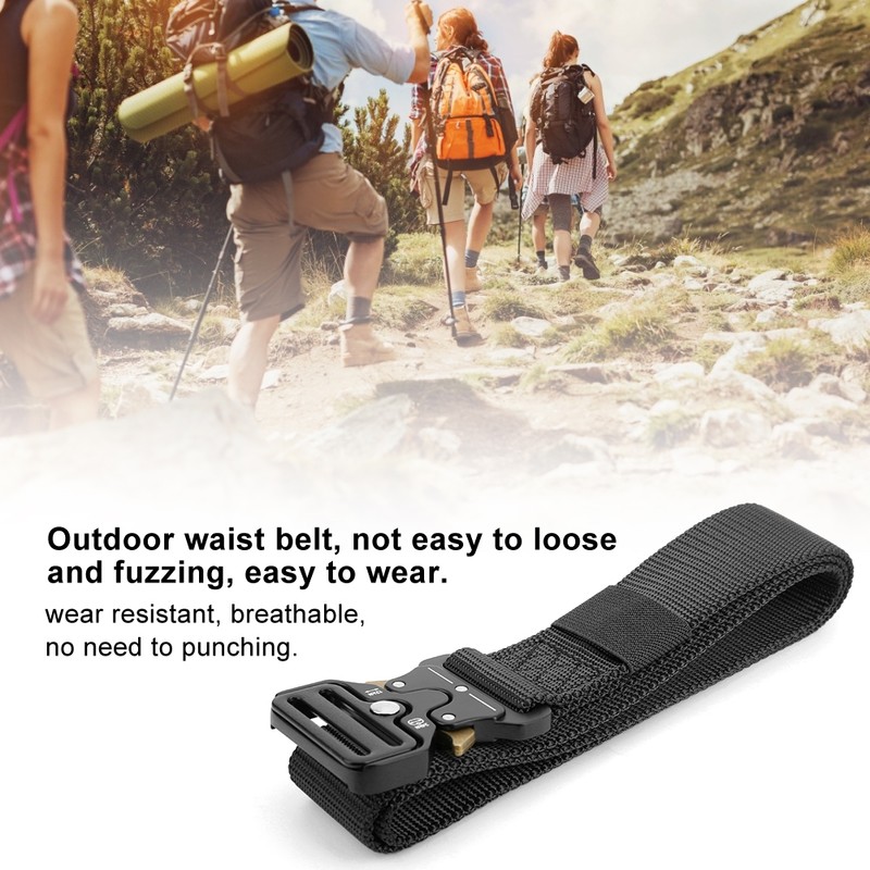 Outdoor Male Multifunction Nylon Tactics Waist Belt for Camping Climbingblack