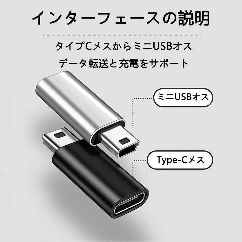 Type-C to ミニ アダプター 2個パック Type-C (メス) Mini Type-C (オス)アダプター