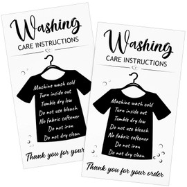 Zonon 100 Pieces Black T-Shirt Washing Instructions Cards Shirt Care Instructions Cards with Shirt Graphic Customer Direction Cards Clothing Package Insert Cards for Small Business Online Shop Owner