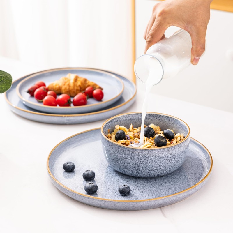 GBHOME Ceramic Dinnerware Sets for 6, 18 Pieces Stoneware Plates