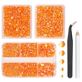 qiipii 3 Boxes 5070PCS Resin Flatback Rhinestones Oranges AB Flatback Jelly Resin Rhinestones 2mm 3mm 4mm 5mm 6mm Non Hotfix Gems Stones for Nails Face Makeup Tumblers Mugs Bottles DIY Crafts Decor