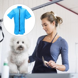 POPETPOP Dog Grooming Smock : Waterproof Pet Grooming Workwear with Full Zipper and Pockets Anti-Static Nylon Dog Grooming Jacket for Women Men, XL