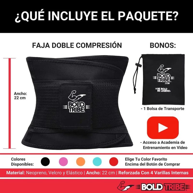 BOLD TRIBE Faja Reductora Doble Compresión Ejercicio Gym Crossfit Entrenamiento