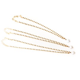 Black Spinel Micro Faceted Diamond Cut Gold Beaded Necklace with Fresh Water Coin Pearl and Rhinestone Spacer Extendable Chain (26" + 2" Extension)