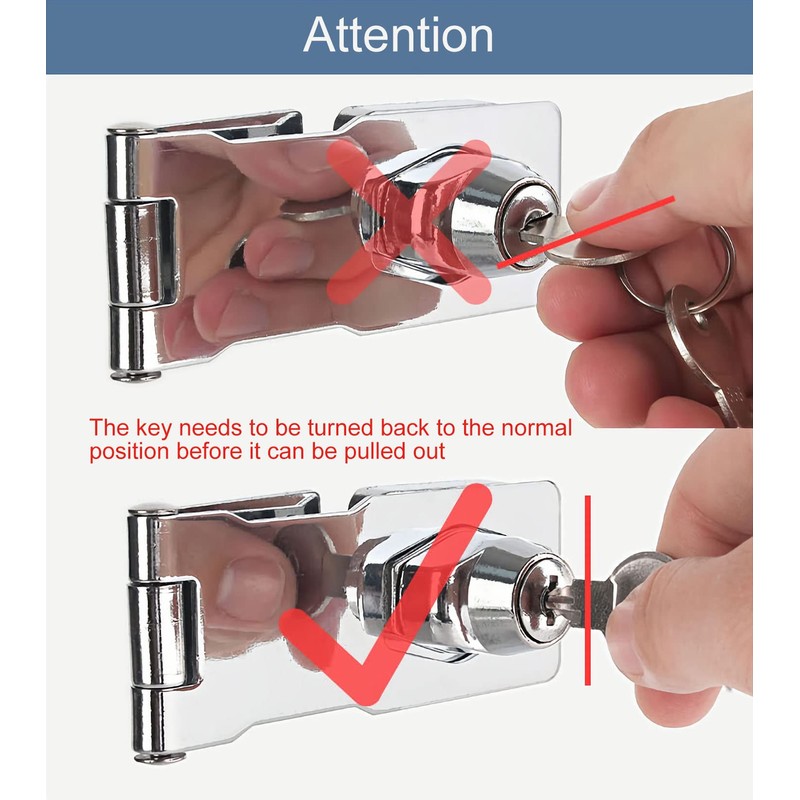 I-EASYDWW, Keyed Hasp Locks, 3 Inch, Twist Knob Keyed Locking