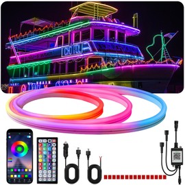 Yeenoon 16.4FT LED Neon Rope Lights for Boat, Flexible RGB LED Rope Lights, Control with APP/Remote IP68 LED Boat Lights for Pontoon, Bass Boat, Kayak, Jon Boat, Cabin, Deck