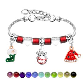 Uloveido Fashion Temprature Delicate Colour Changing Christmas Charms Mood Bracelet Gift for Women Girls SJ4430, Metal, No gemstone.