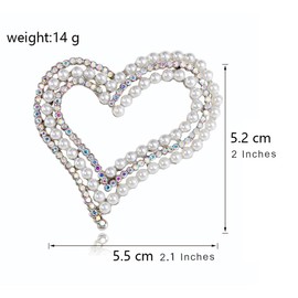 FAIRYGATE Wedding Dress Brooches Rhinestone Brooch Pearl Brooch for Women Heart Lapel Pin with Diamonds and Pearls Friendship Gifts for Mother Friends Wife Ladies Brooches B4611