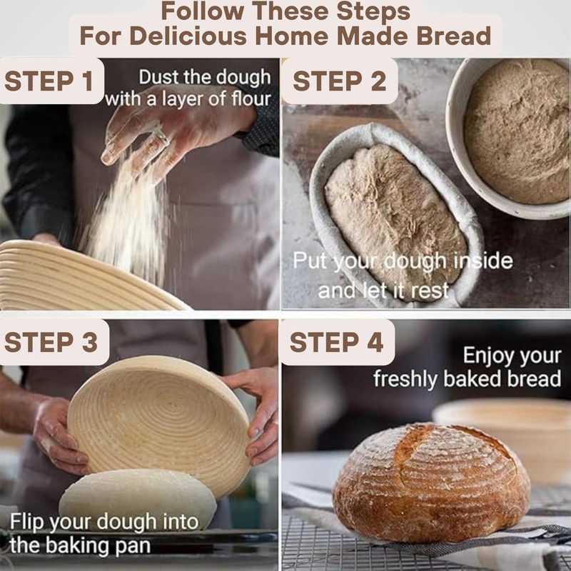 [Upgraded] Banneton Bread Proofing Basket 2 pack 9" Round With
