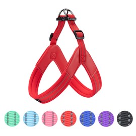 EXCELLENT ELITE SPANKER Ultra soft No pull dog harness V-Shaped Soft Padded Adjustable Easy Pet Harness Reflective Nylon Vest for Medium Large Dogs Training and Walking(M-RED)