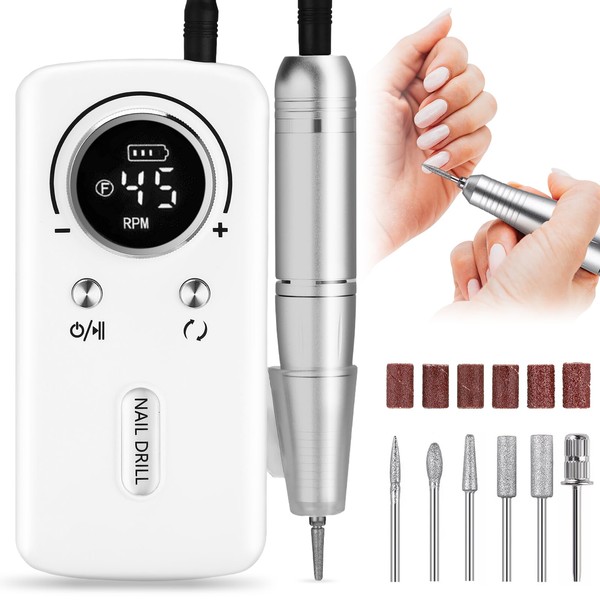 Torno Eléctrico para Uñas, Lima de Uñas Eléctrica Recargable, Drill