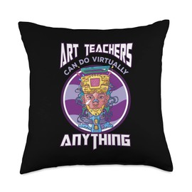 Artist Draw Color Brush Pencil Sketch Watercolor Teachers Can Do Virtually Everything Artist Painting Art Throw Pillow, 18x18, Multicolor