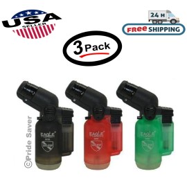 Eagle Jet 45 Degree Angle Flame Butane Torch Lighter Refillable Windproof (3 PK)
