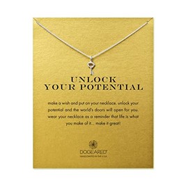 Yocoyee Minimalist Simple Tiny Key Pendant Necklace for Women Unlock Your Potential Inspire Lucky Necklace with Meaning Card-Silver