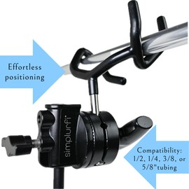 Simplurfi Microphone Boom Pole Mounting Kit with Cradle and 2.5-inch Grip Head - Sturdy Metal Holder for C-Stands and Mic Stands - Audio Recording and Boompole Support - black