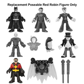 Replacement Part for Imaginext Deluxe Figure Pack Playset - GWX46 ~ Replacement Poseable Red Robin Figure ~ Wearing Red and Black Suit and Cape