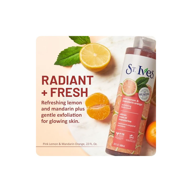 St Ives Body Wash Pink Lemon + Mandarin Orange 22