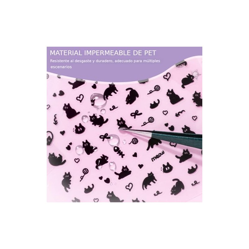 ZIBUYU® 25 hojas de pegatinas lindas para uñas, adhesivos 3d