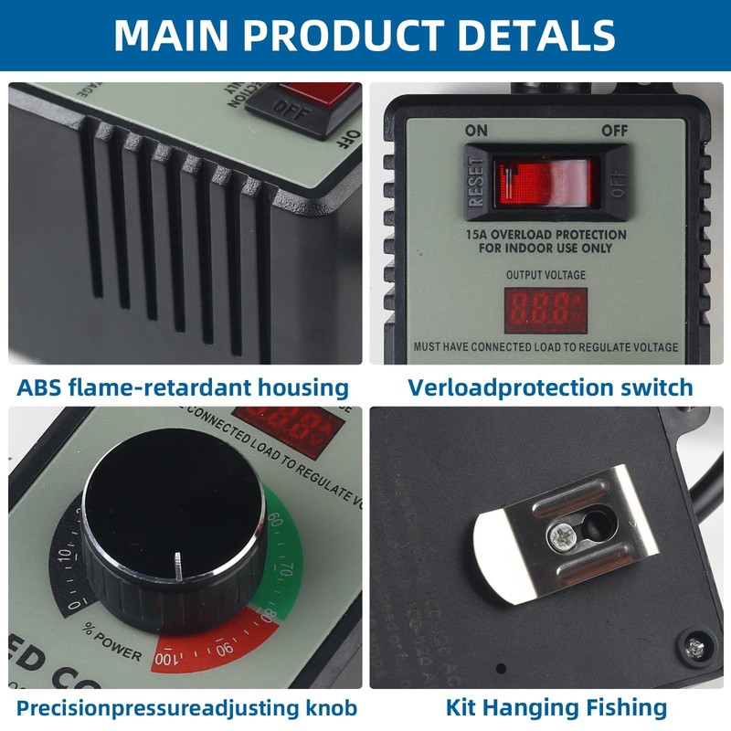Versatile AC Motor Speed Controller - 100V-120V, 15A Max -