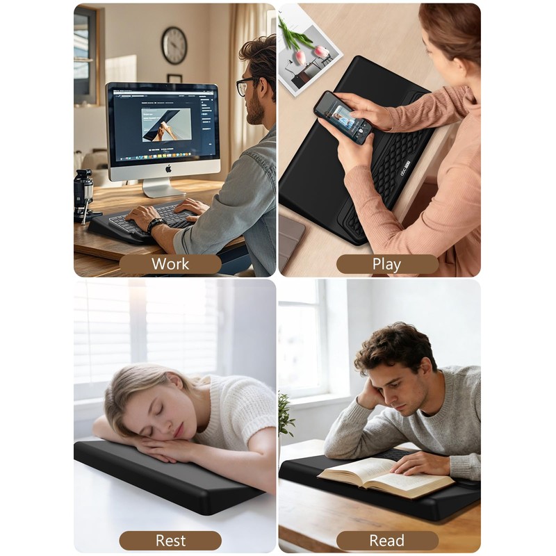 2-in-1 Ergonomic Keyboard Stand with Wrist Rest, Comfy Keyboard Riser