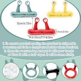 KFHENSOMR Face Wash Headband 3Pcs Snail Spa Hair Bands Cute Makeup Headbands Coral Fleece Women Elastic Cartoon Creative Hair Accessories Fun Gifts for Washing Face Shower Beauty Skincare