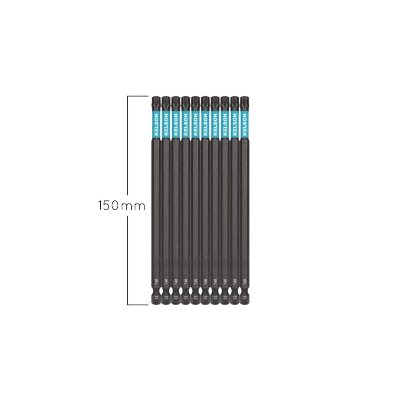 KELSON 10 x T40 Torx-Schraubendreher-Bits mit Aufbewahrungskoffer, 150 mm, universal,