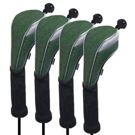 Andux 4 Pack Nylon Long Neck Golf Hybrid Club Head Covers with Dial No. Tag CTMT-03 Black/army green