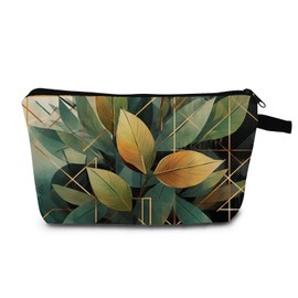 MoCaliduccious Botanical Leaves Print Cosmetic Bag Nature-Inspired Travel Makeup Organizer Pouch for Adults Minimalist Gift Design