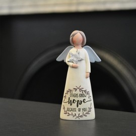 Feather & Grace Hope Angel Holding Star Hand Painted Figurine Resin with Message | Decoration for Living Room, Bookshelf for Family & Friends, Multi, one Size