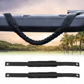 BESTAOO 2 x Roll Bar Grab Handles Front Paracord Grip Handle for 2018-2024 Jeep Wrangler JL & Gladiator JT 4XE Accessories 2 Door 4 Door (Classic, Black)