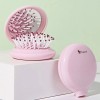 Trikeel Mini Folding Hair Brush with Mirror Travel Pink