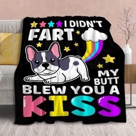 Funny Dog Blanket Gift for Girls Boys- 40x50 Inches Soft Flannel Throws Blankets Funny Gift for Teen Women Men Adult Cute French Bulldog Lover Gifts for Bed Sofa Couch