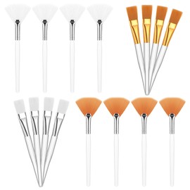 LIQWEI Pack of 16 Mask Brushes, Facial Brush, Fan Brush, Cosmetic Masks, Brushes, Cosmetic Tools, Makeup Mask Brushes with Transparent Plastic Handle, Applicator Brush for Women and Girls