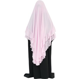 Women's Hijab Chiffon Hijab for Women Muslim 2 Layers Ruffle Lightweight Large Hijab Pink