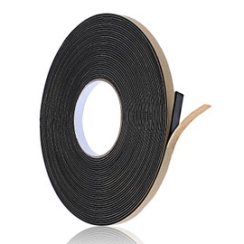 Yuanan Foam Tape Adhesive Rubber Strips, 49.2ft Rubber Strips with Adhesive Backing, Black PET Automotive Insulation Tape for Soundproofing and Sealing（0.39in Wide, 0.08in Thick