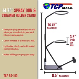 TCP Global Gravity Feed Paint Gun Holder - Wall or Bench Mount, HVLP Spray Gun Holder