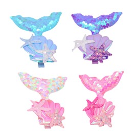 Healeved 4Pcs Mermaid Hair Accessories Glitter Hair Clips for Women Comfortable Durable Hairpins for Birthdays Christmas Festivals