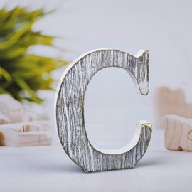 WOODOUNAI 4 Inch Wood Letters Unfinished Rustic Wood Letters for Wall Decor Decorative Standing Letters Slices Sign Board Decoration for Craft Home Party Projects (C)