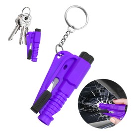 Gasedin Emergency Keychain, Glass Breaker Seatbelt Cutter Key Chain, Escape Tool Keychain with Whistle, Car Accessories (Purple)