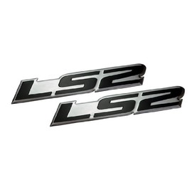 ERPART LS2 Embossed Black on Highly Polished Silver Real Aluminum Auto Emblem Badge Nameplate (Pack of 2)