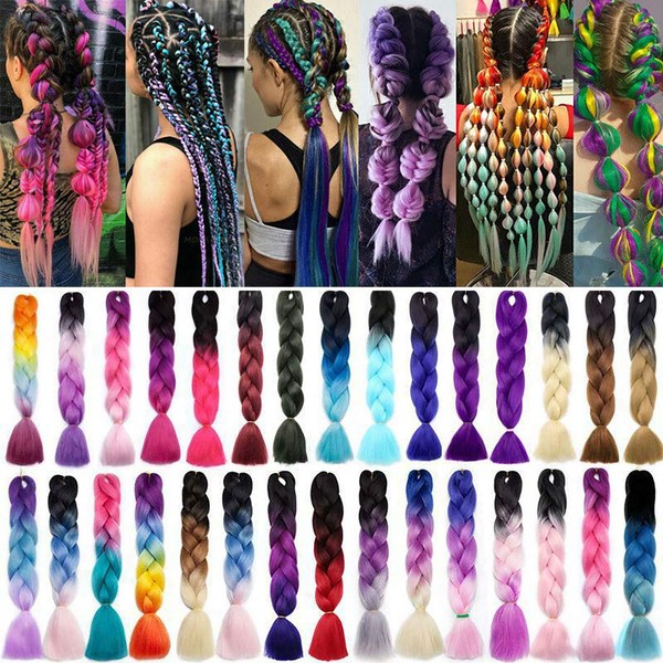 Ombre Braided Hair Extensions - Hair Braids - Jumbo Braid Synthetic Hair Extensions - Each Braided Piece of Hair is 24 Inches (60 cm) - 3 Pieces Included, 300 g.