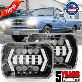 Unbranded Fit 1981-1993 for Dodge D250 Upgrade 2PC 5x7" 7x6 LED Headlights Hi/LO Beam Bulb