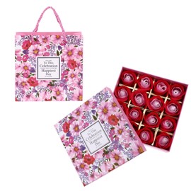 ABOOFAN 18 Rose Soap Box Body Soap Set for Girlfriend Box Scented Soaps Red