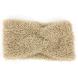 Macahel Faux Fur Twisted Bowknot Headband - Beige